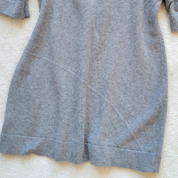 Gray Sweater Dress Seamed Short Sleeve Lightweight Wool Knit Spring + Mercer L - Picture 7 of 8